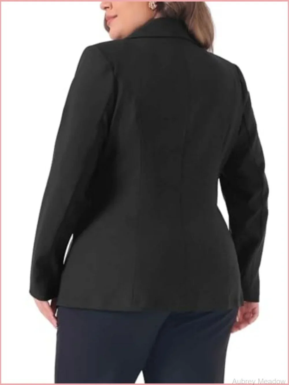 Plus Size Notch Lapel Double Breasted Long Sleeve Blazer Office Work